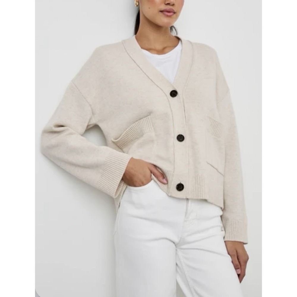 Banana Republic Alpaca Wool Cardigan Sweater M Cream Chunky Coastal Cottage Knit